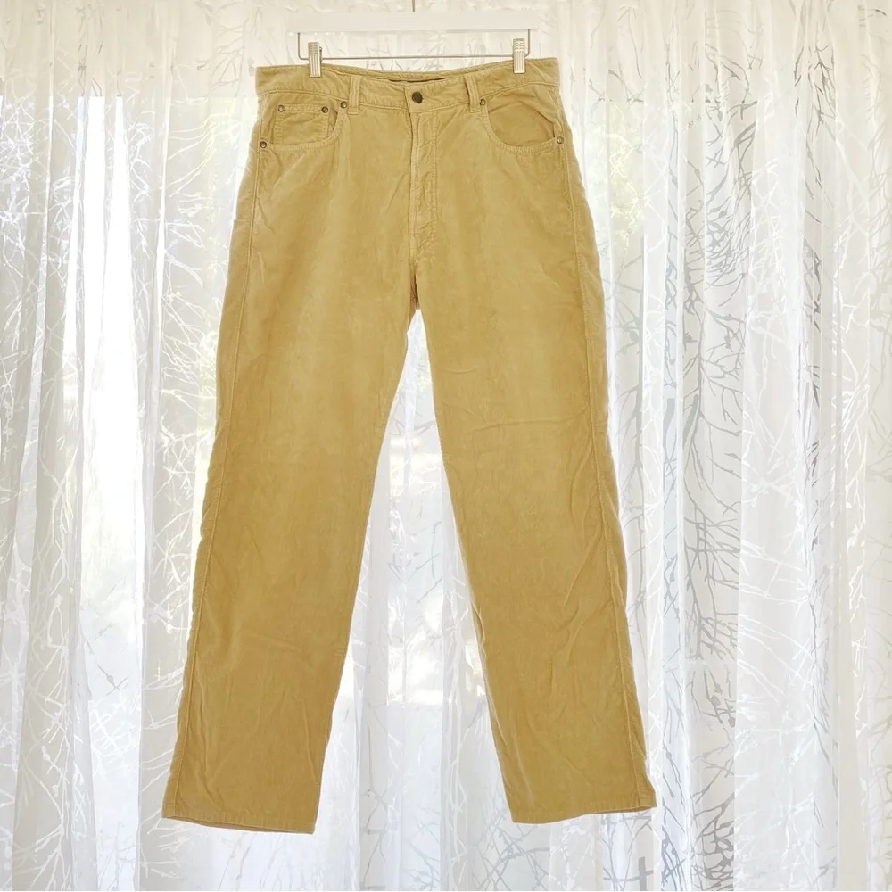 ERMENEGILDO ZEGNA Tan khaki Corduroy straight leg Pants - Picture 1 of 12
